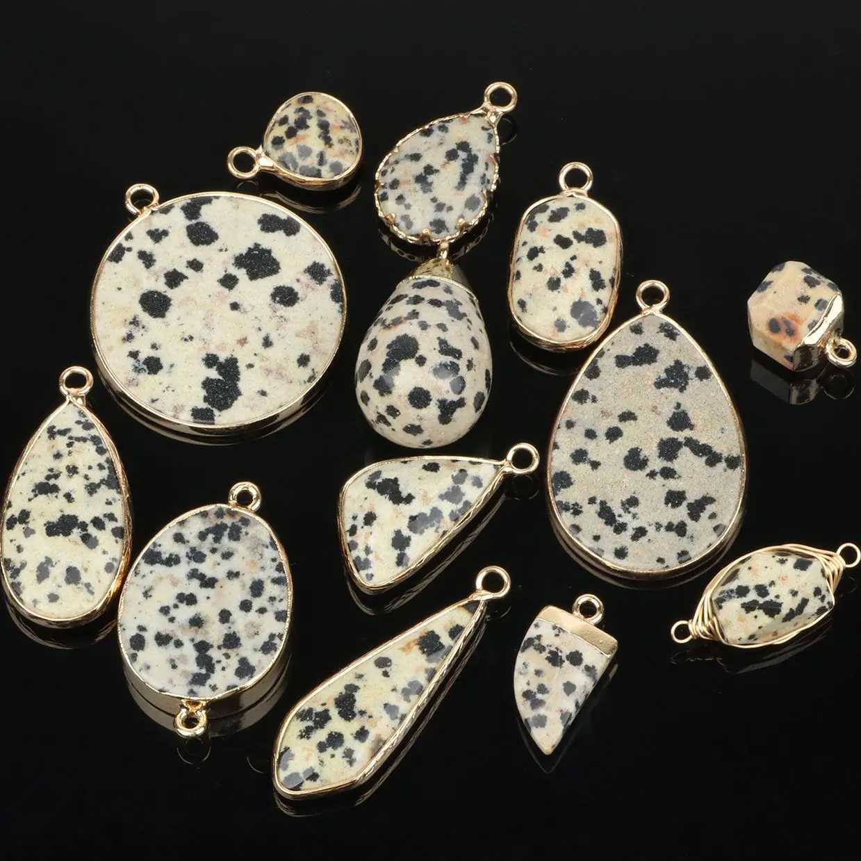 1pcs Natural Stone Dalmatians Jasper Charms Pendants Connectors for Jewelry Making Diy Earrings Necklaces Bracelets AccoriesXJ250517