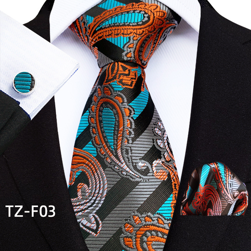 YBlue Red Black Mens Silk Tie With Pocket Square Cufflinks Set Novelty Paisley Necktie For Male Formal Casual Party Barry.Wang 241224