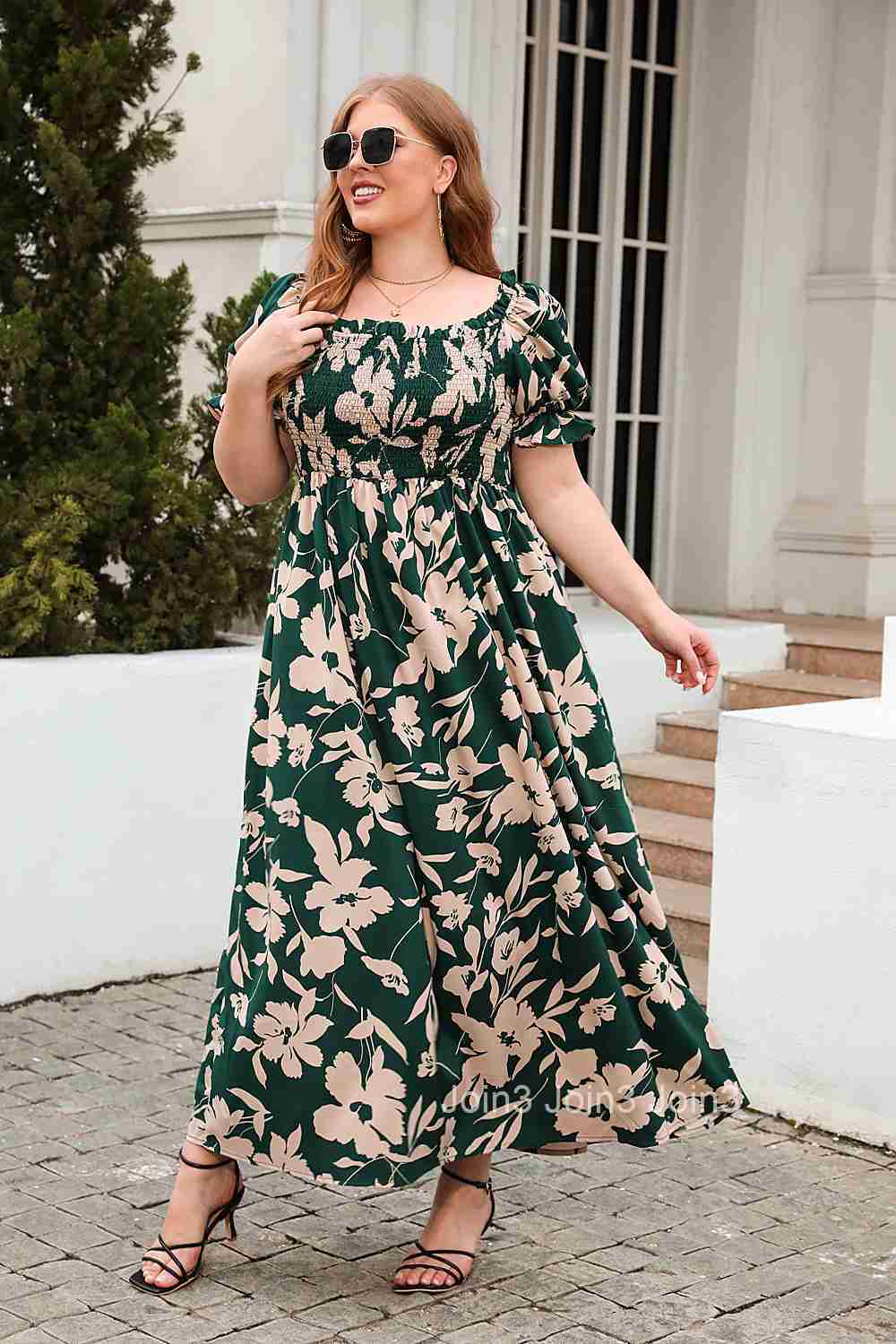 Large Womens Dress Large Print Leisure Holiday Dress Bohemian French Elegant Mid Length Dress