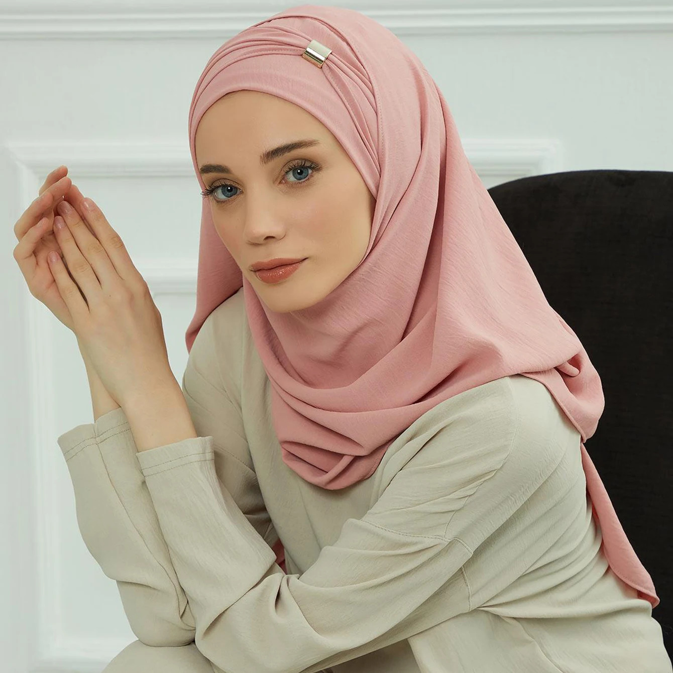 Plain Solid Hijab Womens Instant Turban Woman Khimar Underscarf Big Size 250517