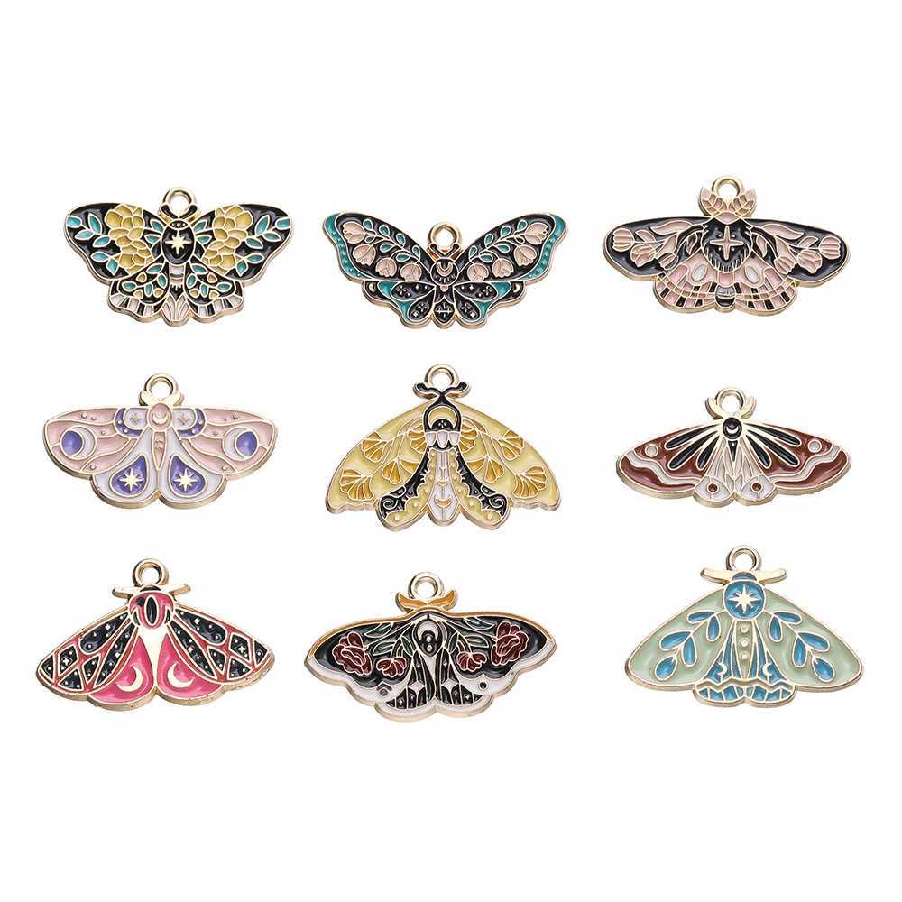 10Pcs/lot Drop Oil Alloy Metal Butterfly Charms Animal Pendants For DIY Bracelet Necklace Jewelry Making AccoriesXJ250517