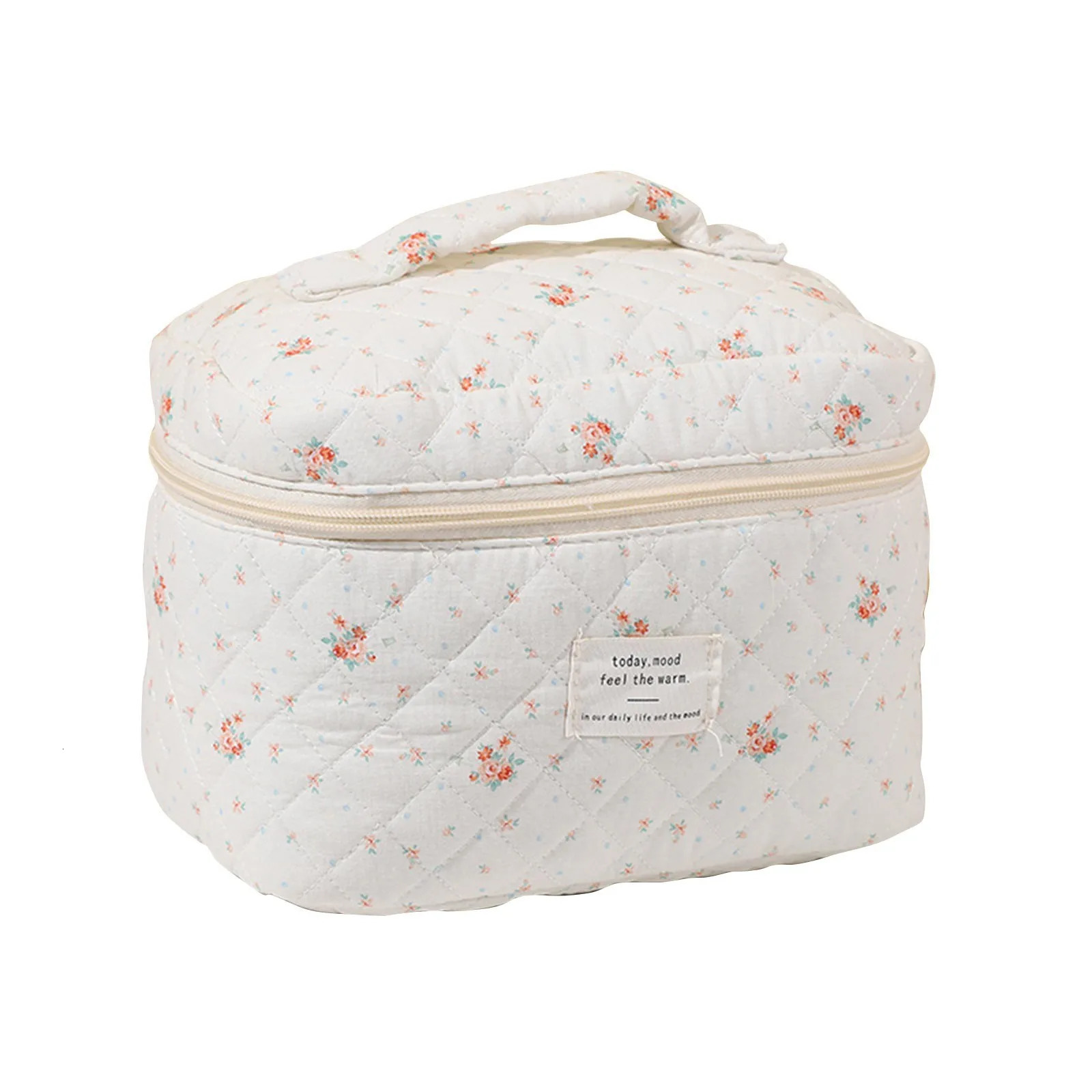 Womens Large Capacity Travel Cosmetic Bag Floral Cotton Toiletries Protable Bag Daily Storage Hand-held Bag 250514