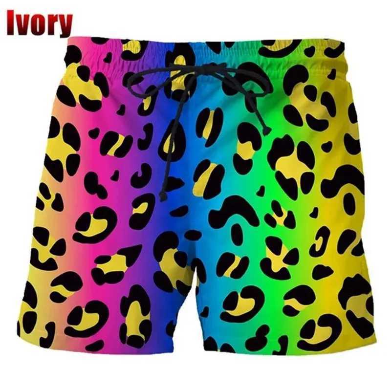 Classic Colorful Leopard Shorts Men Summer Beach Short Pants Hawaii Beach Swimming Pants Swim Trunks Women Cool Ice Shorts Z250513