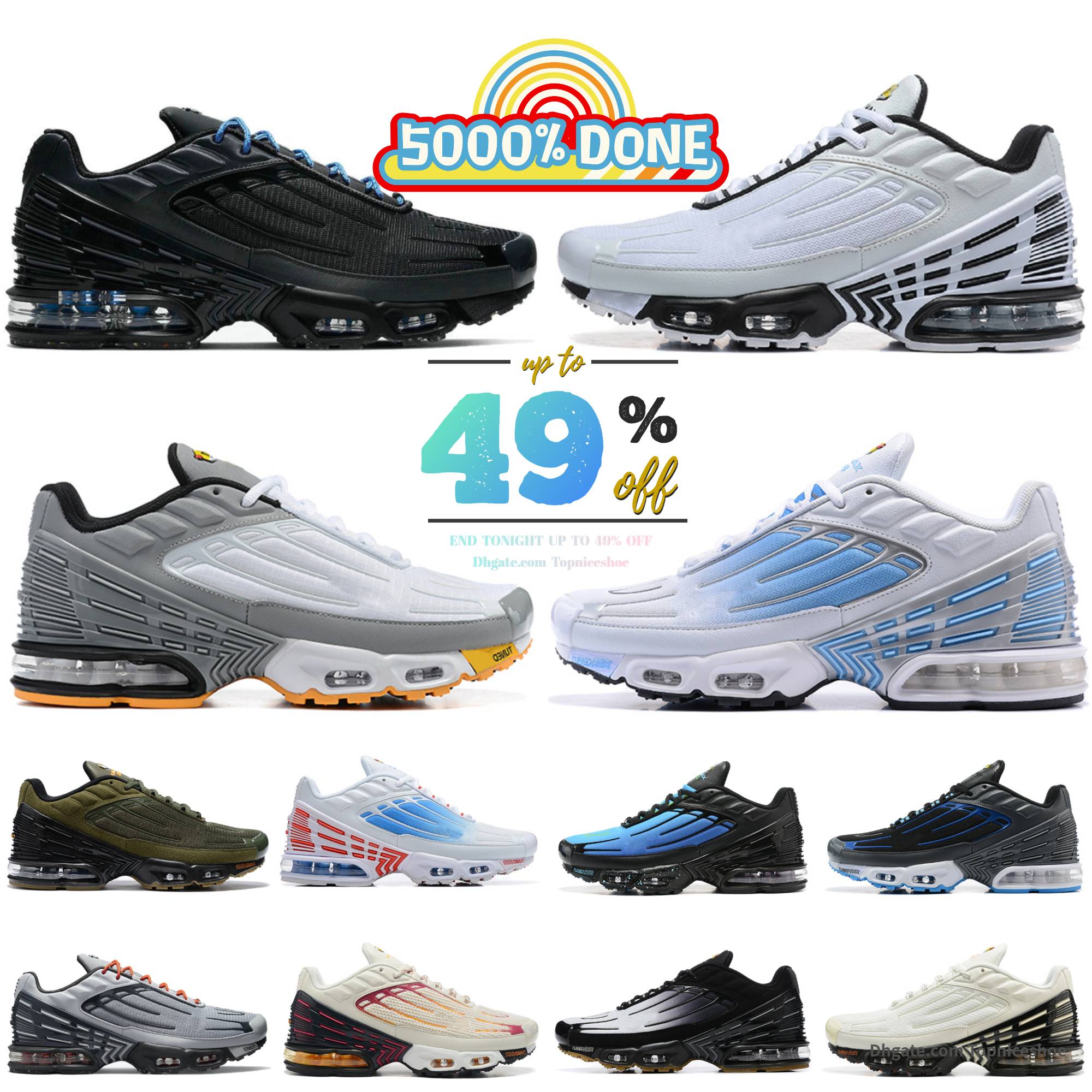 9 days arrived 2025 Tuned Tn Plus 3 Womens Mens Running Shoes Top Fashion Tn3 Trainers Unity Bred Grey Mesh Black Aqua Red White Sneakers Laser Blue tns Atlanta Terrasca
