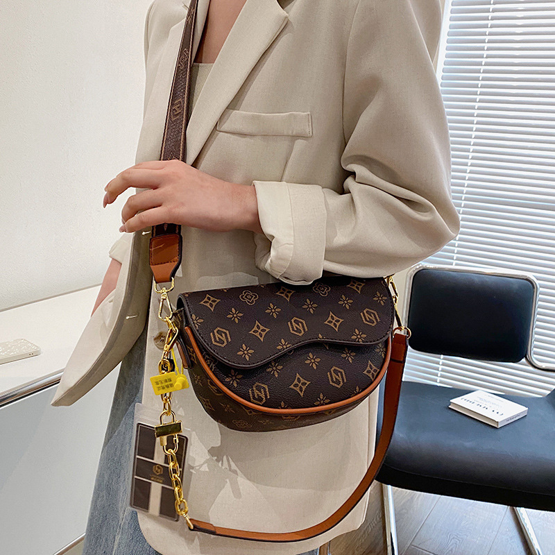 Women's New Designer Colorful Print Saddle Bag, Luxury Versatile Underarm Shoulder & Crossbody Bag With Free shipping