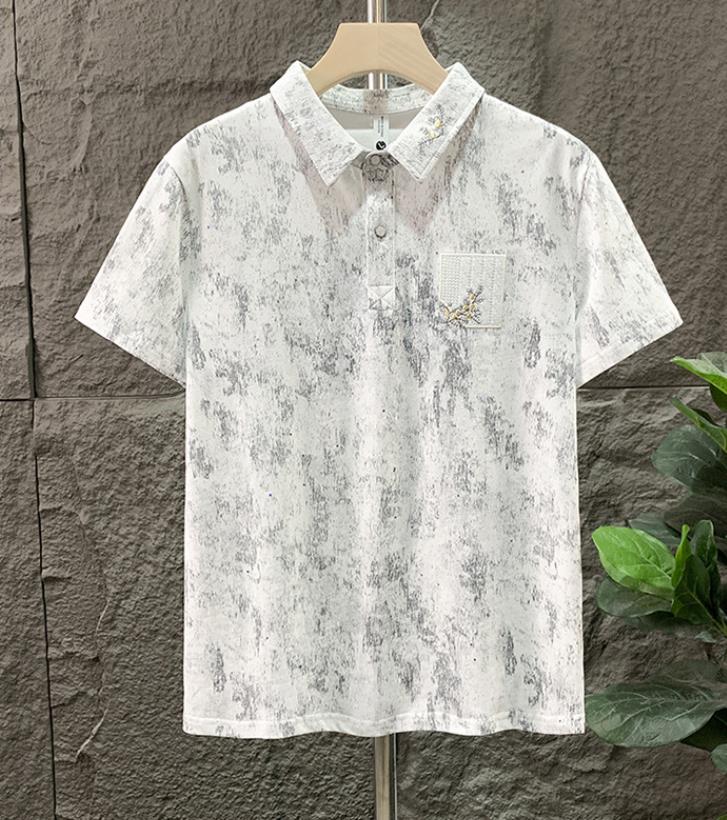 Men's TShirts European Men Short Sleeve Summer Personality Trend Heavy Industry Drill Flower Sequin Slim Fit Tshirt Tee Shirt Homme 230411