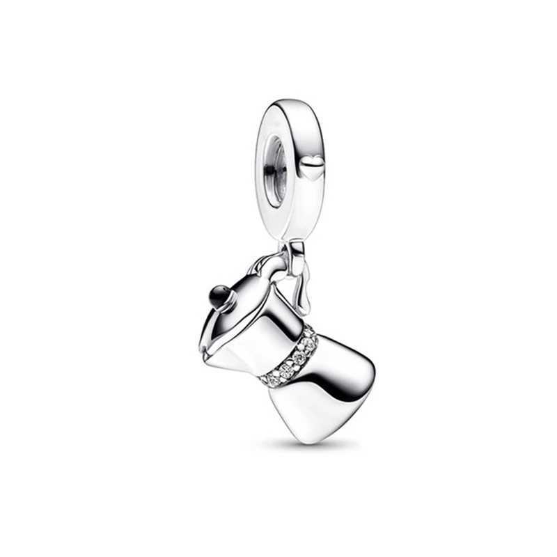 Authentic Garden Tool KettleCoffee PotTeot Dangle Charm Bead Fit Original 925 Sterling Silver Pan Bracelet DIY Jewelry GiftXJ250517