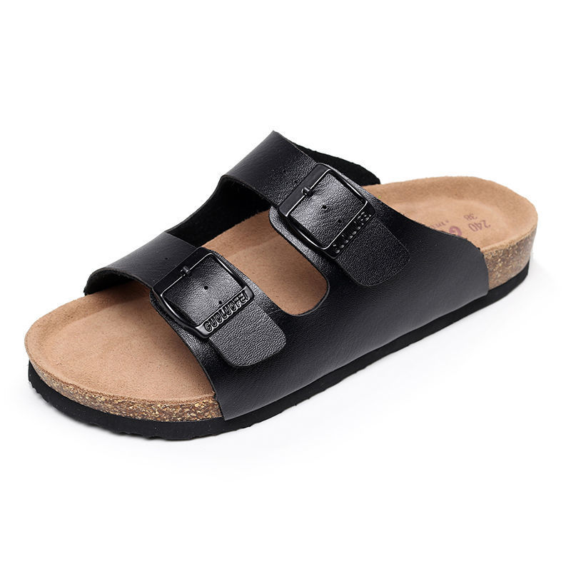 Free shipping designer slippers for men, 2025 summer new sandals, fashionable cork slippers for women, large-sized couple anti-slip beach shoes