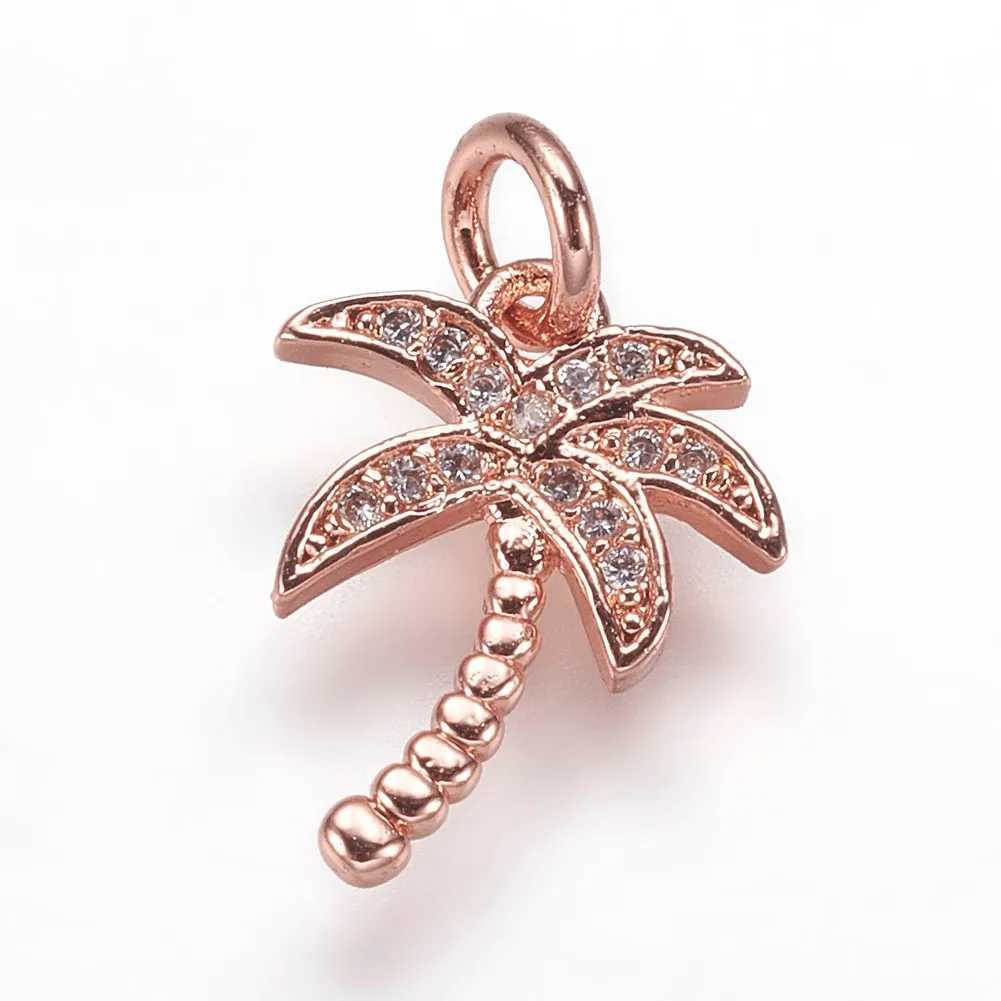 Pandahall 5pcs Coconut Tree Brass Micro Pave Cubic Zirconia Pendants Charms With Jump Ring For Necklace Bracelet Jewelry MakingXJ250517