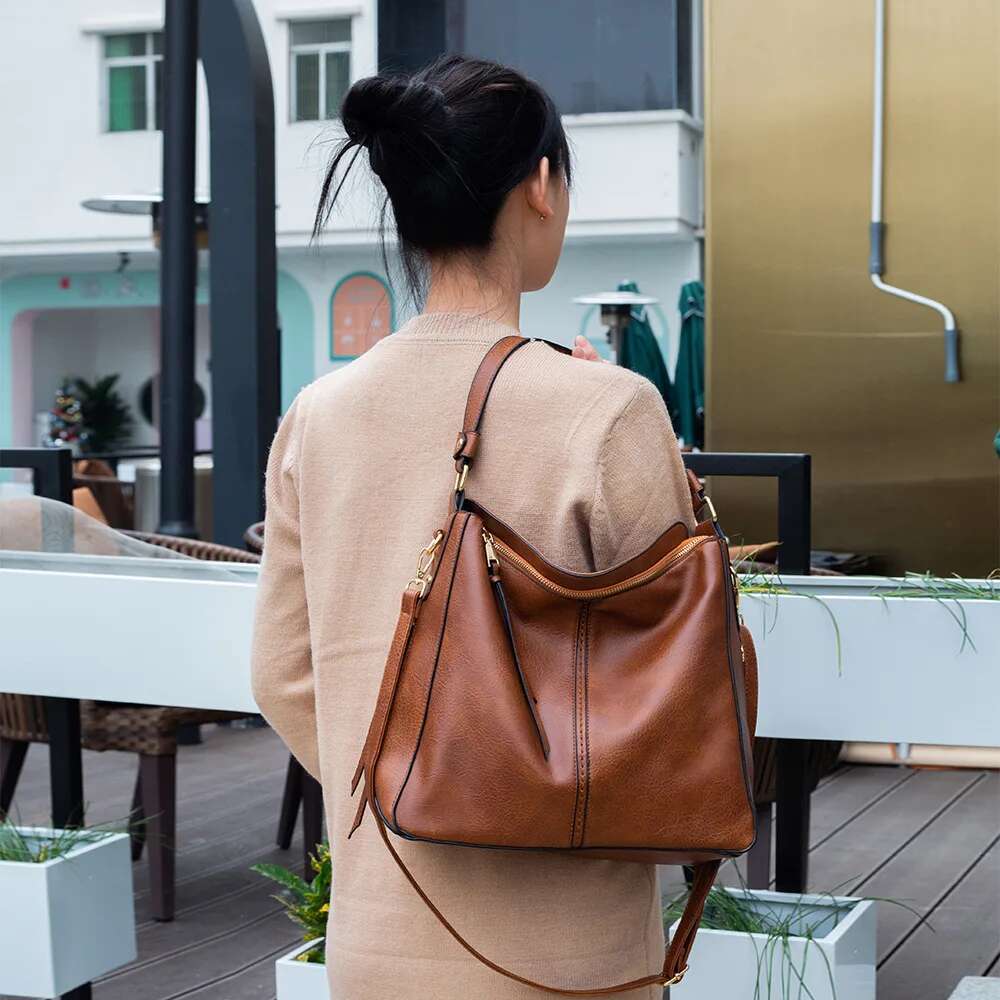 Hobo Leather Women Handbags Female Leisure Shoulder Bags Fashion Purses Vintage Bolsas Large Capacity Tote bag Crossbody Bag