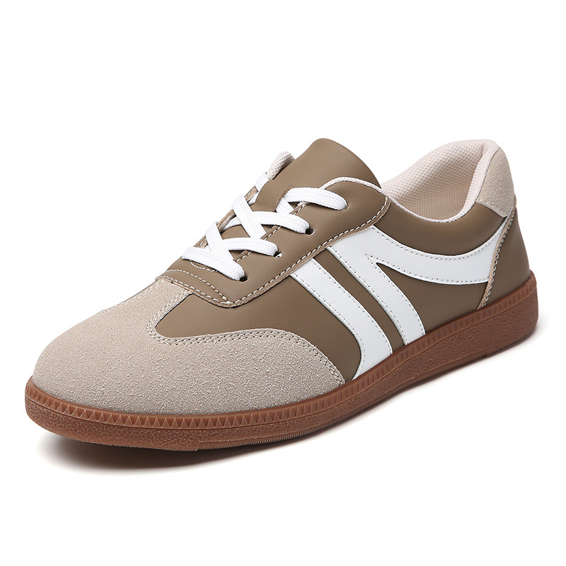 Free shipping. Designer ladies' 2025 new cross-border Korean version German training shoes, fashionable flat retro color-block casual sports, ver