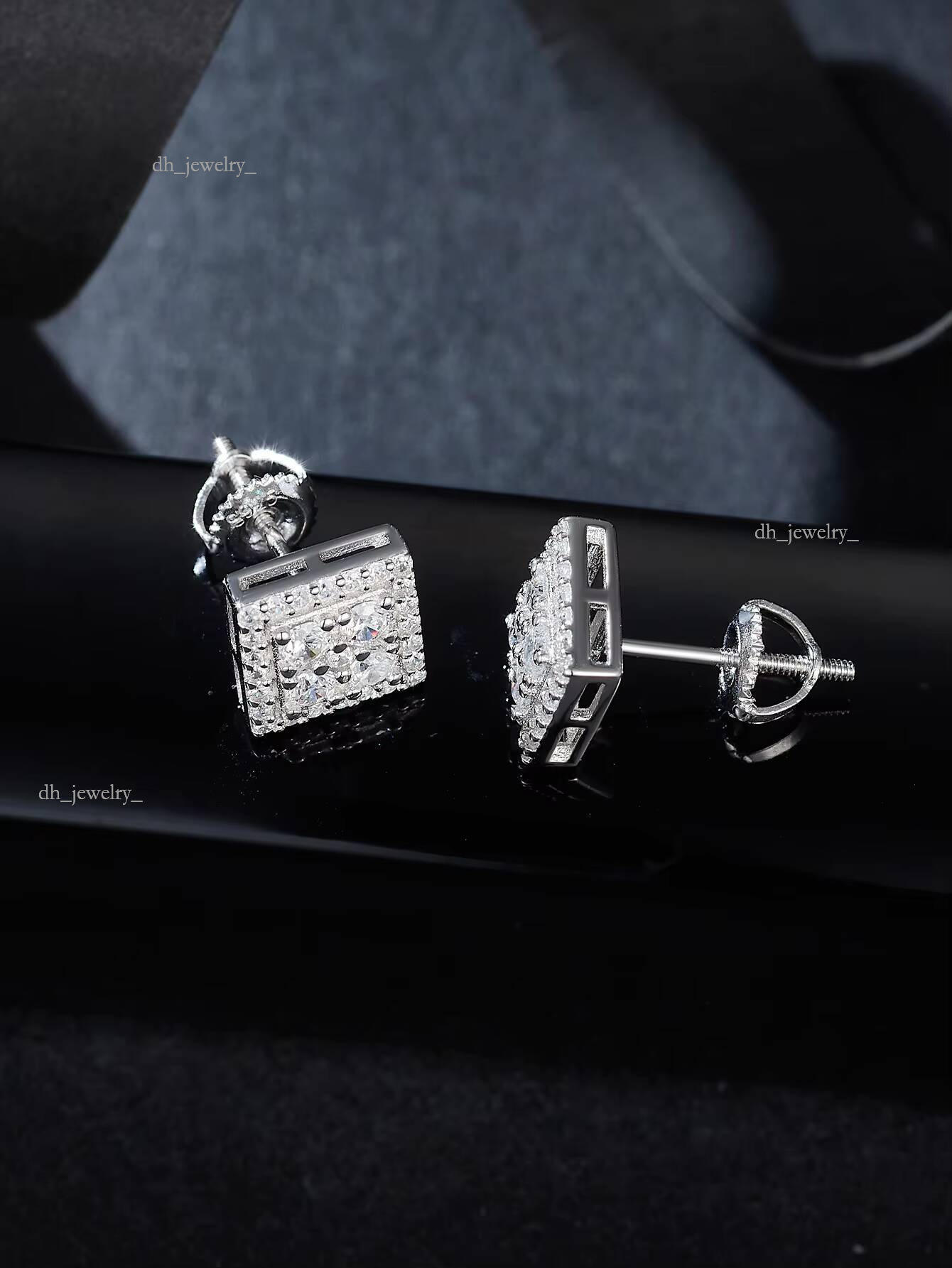 VVS GRA Certificate Moissanite Dias Sier White Gold Plated Stud Earrings Iced Out Screw Back