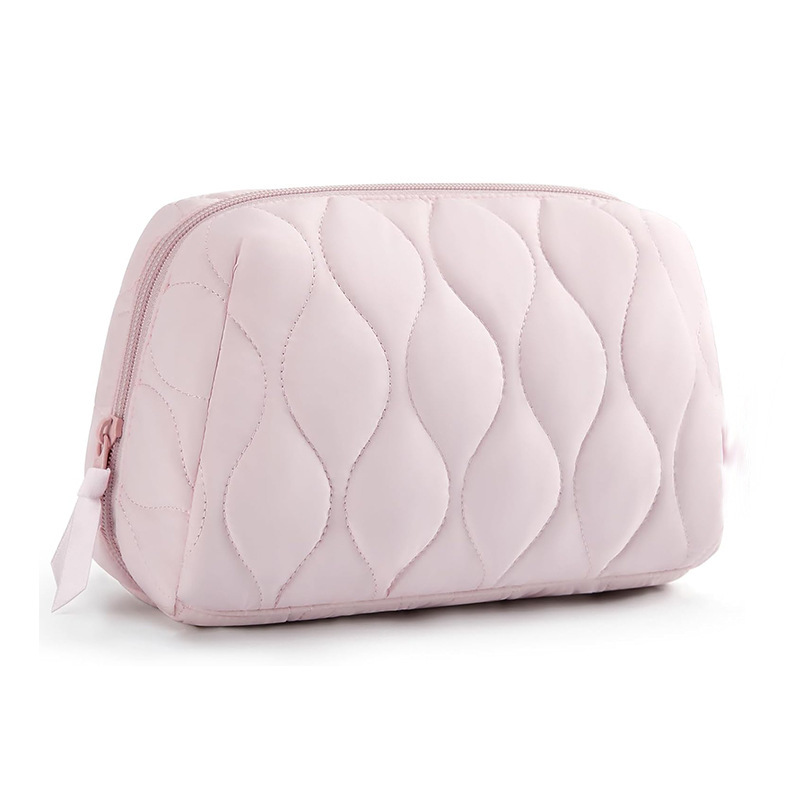 Quilted Waterproof Wash Bag for Cosmetics, with Padding, Travel Handbag, Zipper, Portable Cosmetics Storage Bag