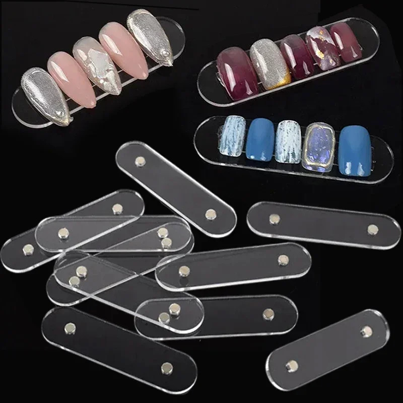 False Nail Tips Display Stand With Magnet Transparent Practice Acrylic Gel Polish Holder Strip Manicure Showing Tools 250517
