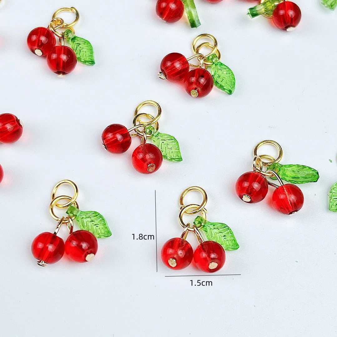 10Pcs Glass 3D Red Cherry Acrylic Charms Fruit Earrings Pendants for DIY Necklaces Keychains Jewelry Making AccoriesXJ250517