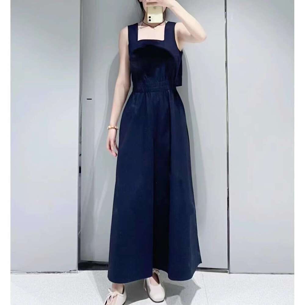 Wide Leg Jumpsuit CS Women S Pants Standard Edition Leg Square Neck Wide Strap Jumpsuit Summer New Product