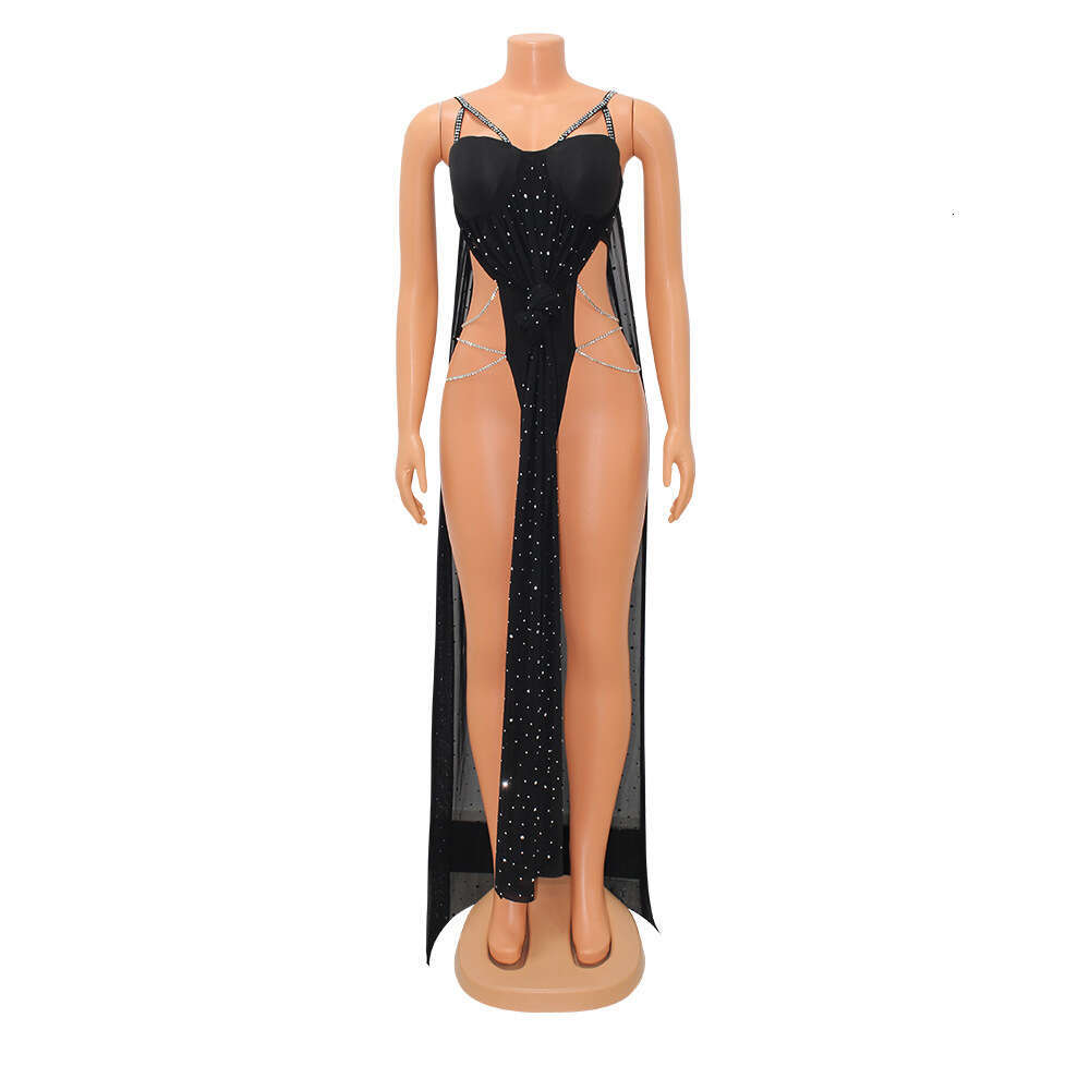 Wide Leg Jumpsuit OS Summer New Product Women S Fashion Sexy Mesh Skirt Hot Dia Perspective Jumpsuit