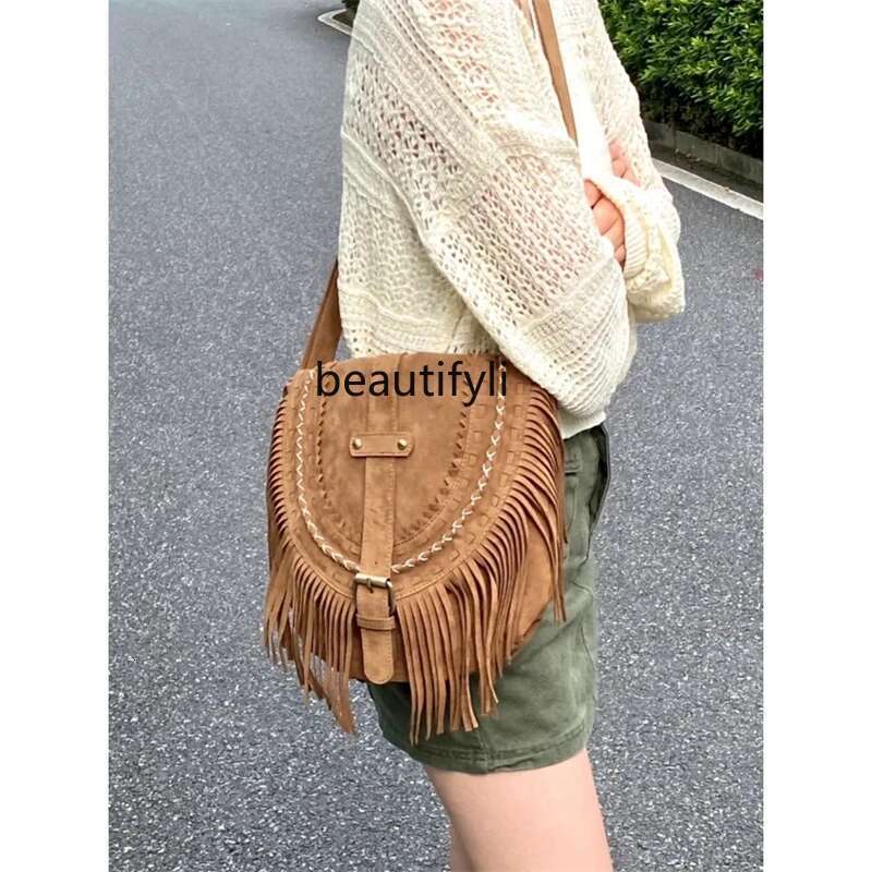 Maillard's New Fringed Niche Retro Saddle Shoulder Casual Messenger Bag
