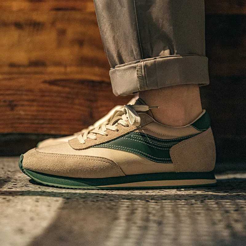 Made New Green Casual Color-Block Running Shoes Mens Low-Top Lace-up Retro Jogging Shoes Breathable Vintage Street Shoes W250517