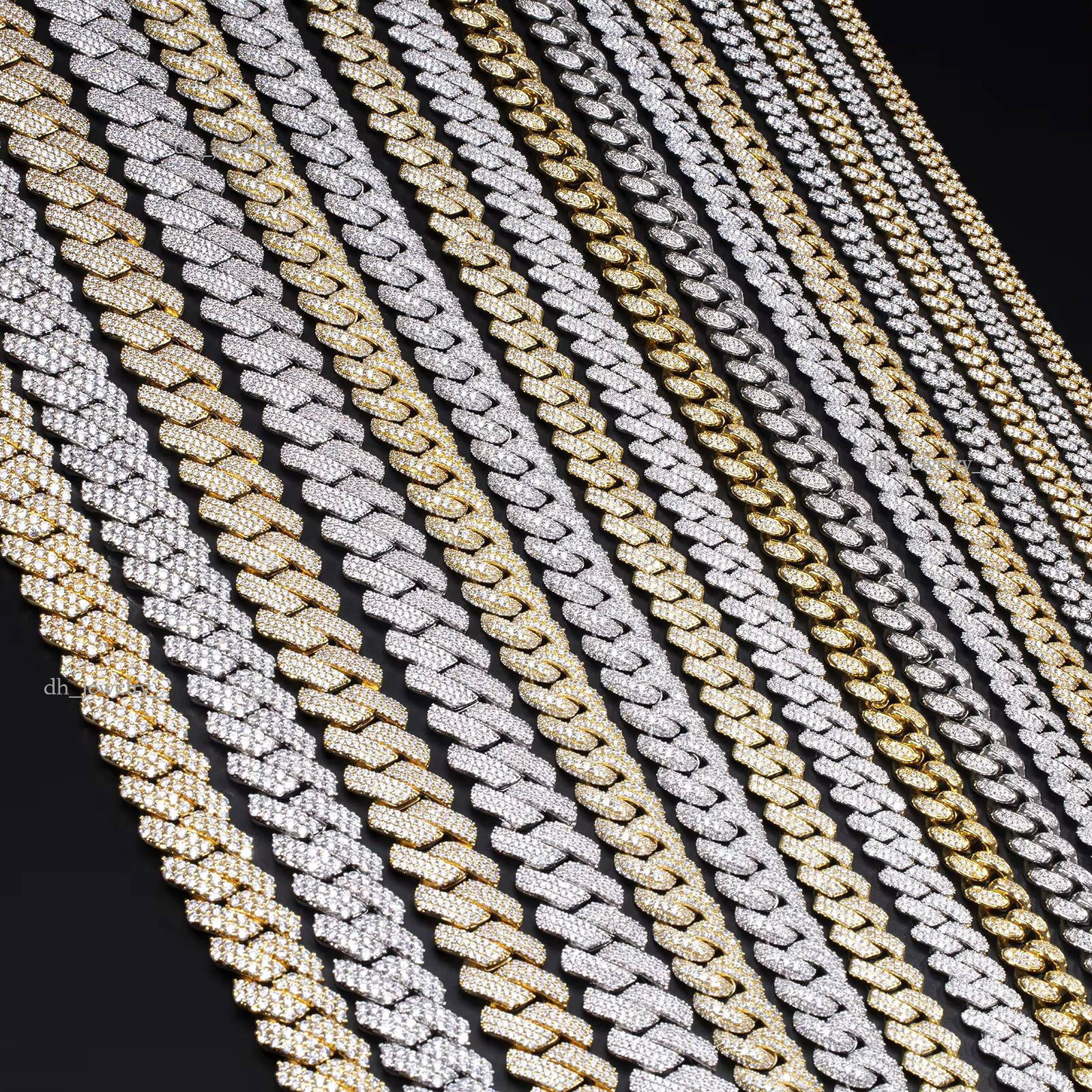 Pass Dia Tester Link Chain 6mm-20mm Sterling Sier Moissanite Cuban Iced Out Chains for Men