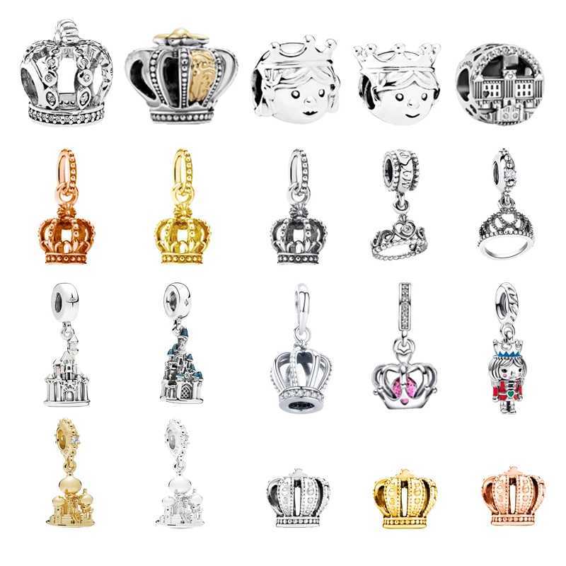 Hot Sale Authentic Prince Princ Castle Crown Charm Beads Fit Original European 925 Sterling Silver Bracelet DIY Women JewelryXJ250517