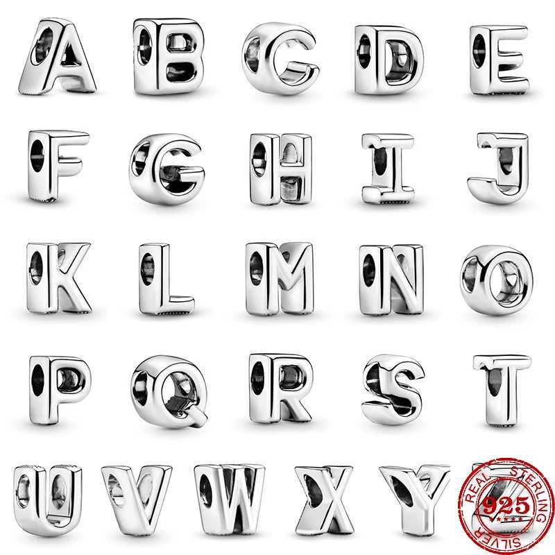 New 925 Silver 26 English Letter ABCDEFJ-WXYZ Boutique Charm Fit Bead Suitable for Original Bracelet DIY Womens Classic JewelryXJ250517