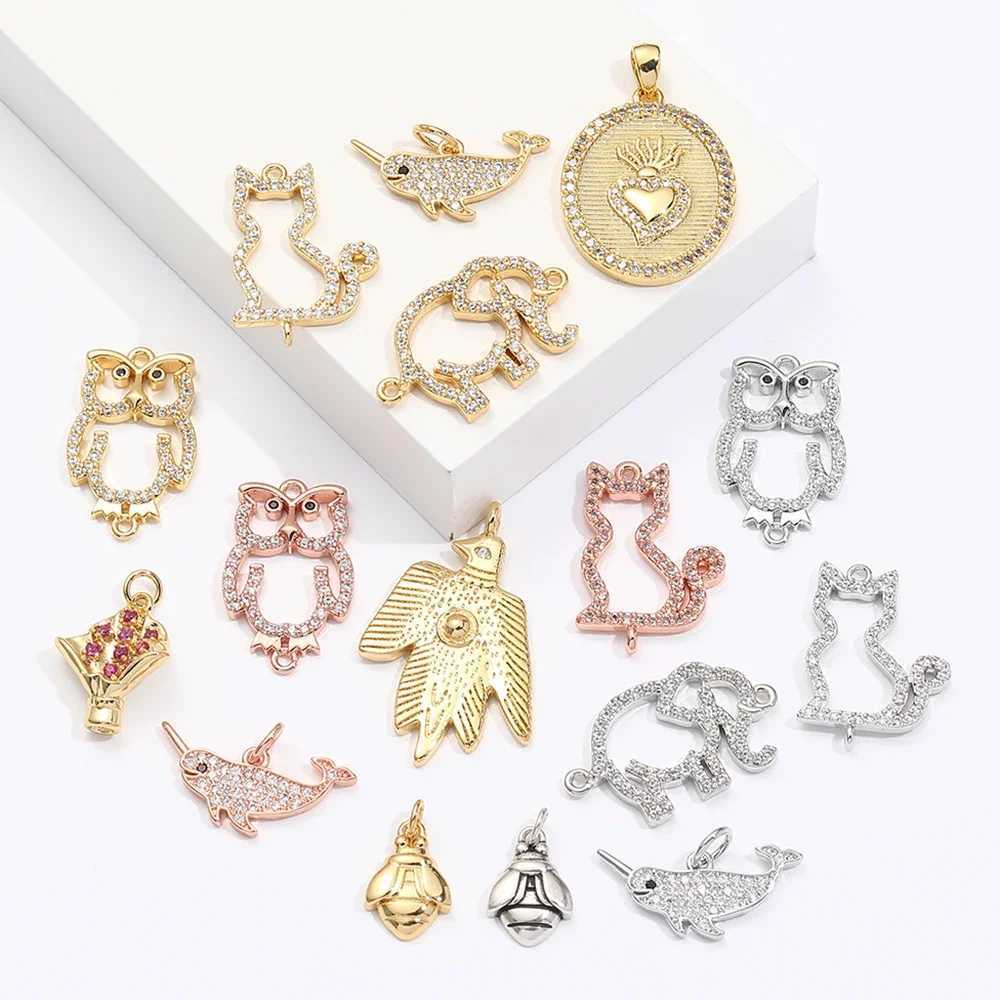 Dog Cat Cute Pet Charms for Jewelry Making Bird Diy pendant Necklace CZ Make Jewelry AccoriesXJ250517