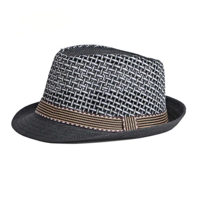 Mens Hats Summer Breathable Straw Small Top Hat Womens Sun Protection Beach Hat British Retro Jazz Cap Mesh Fedora Black Hat 250516