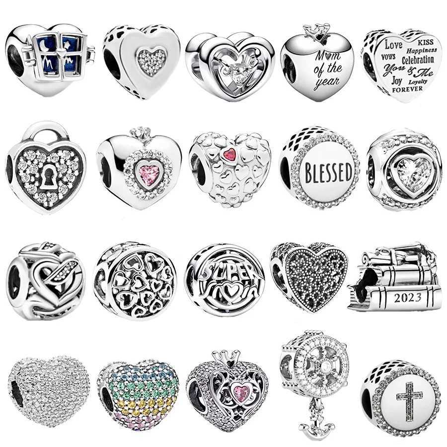 NEW Authentic Sparkling Openable Heart Window Charm Bead Fit Original 925 Sterling Silver Women Bracelet DIY Making Jewelry GiftXJ250517