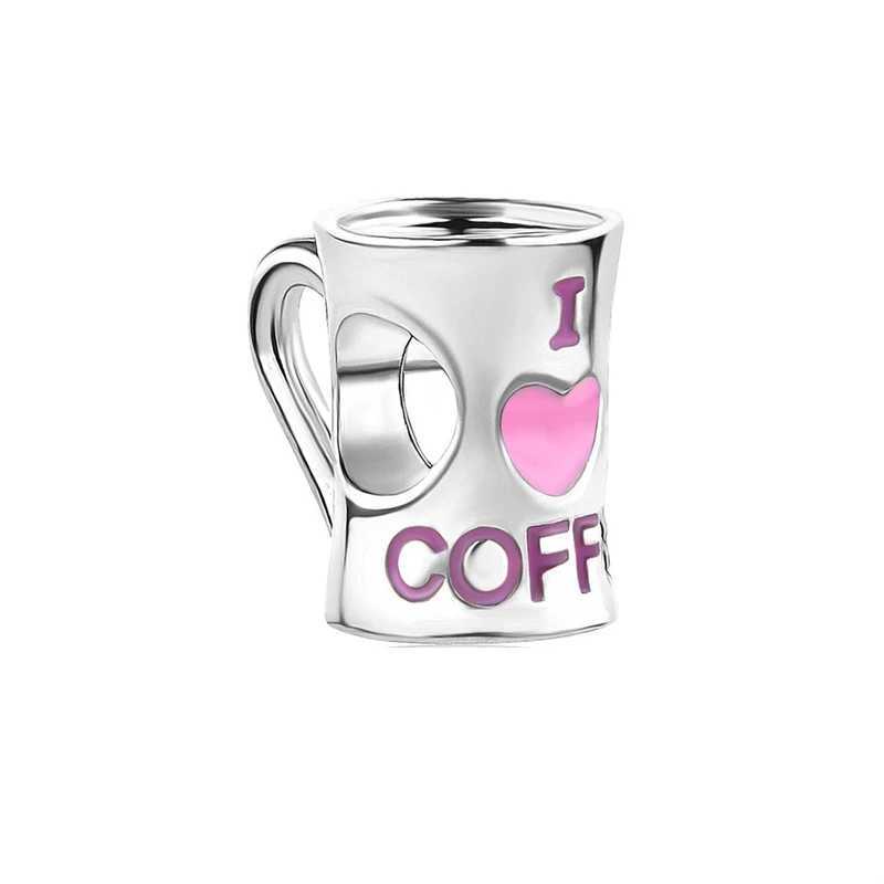 Hot Sale Coffee CupSterry FruitCake Dangle Charm Bead Fit Original European 925 Sterling Silver Bracelet DIY Women JewelryXJ250517