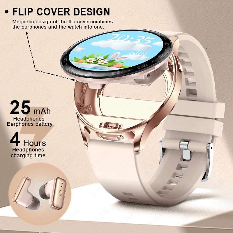 LIGE 2 In 1 TWS Headset Smart Watch 1.39" Women Men Sport Fiess Heart Rate Health Tracker Watches Earphone Music Smartwatch