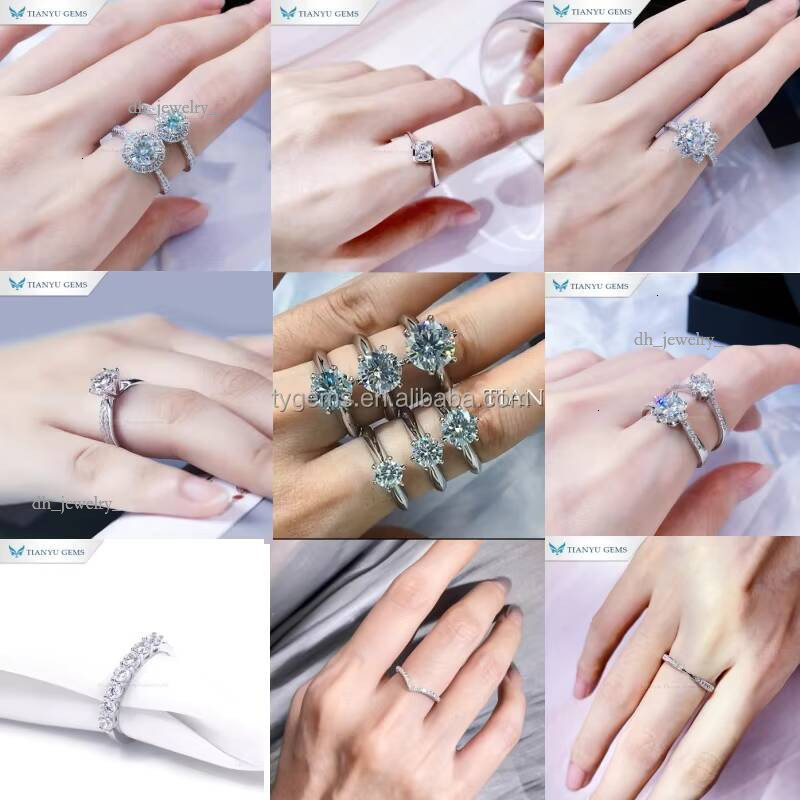 Tianyu Fine Jewelry Manufacturer 1 Ct Gold Plated Filled Sterling Sier Engagement Wedding Moissanite Ring for Women