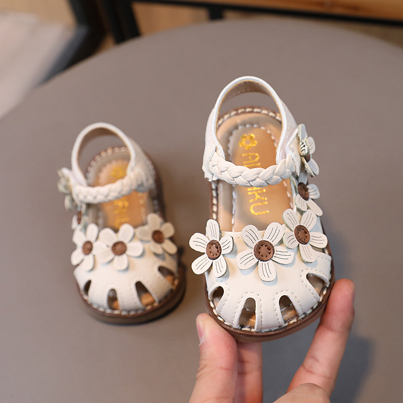 Girl Princess Dress Sandals Summer Children Sandals Fashion Cutefeet Toddler Flower Kids Flat Sandals Shoes Soft Sizes US1C-US9C C0715