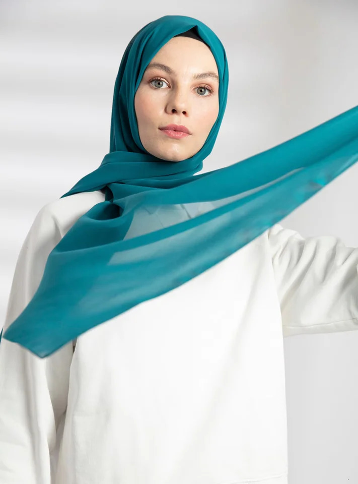 5PCSBox Plain Hijab Bubble Chiffon Scarf Women Solid Color Muslim Shawls Hijabs Headband Islamic Headscarf Foulard Femme 250517