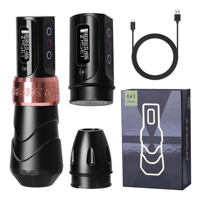 Tattoo Machine 2 Battery Wireless Tattoo Machine Powerful Coreless Motor Lithium Battery LED Display Permanent MakeUp Tattoo Artist 230811