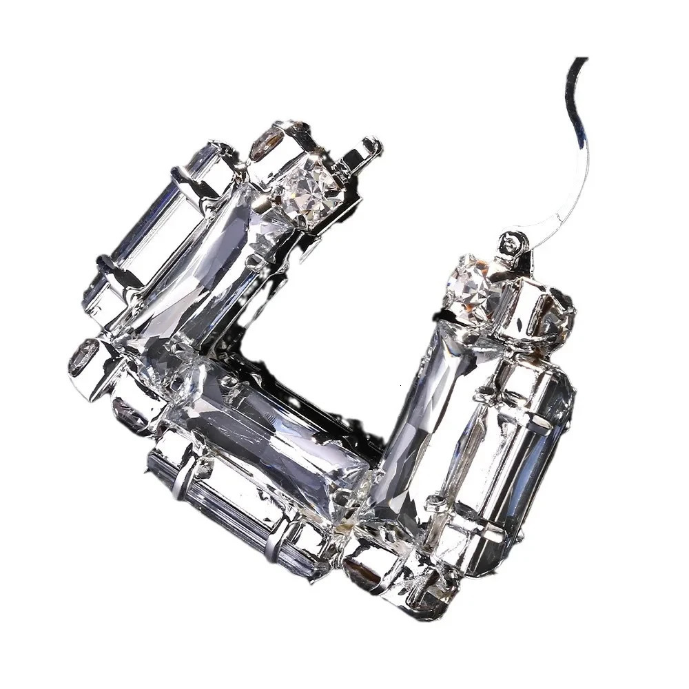 Stonefans Hollow Crystal Large Hoop Earrings Square Lady Accessories Elegant n Geometric Rhinestone Statement Prom 250517