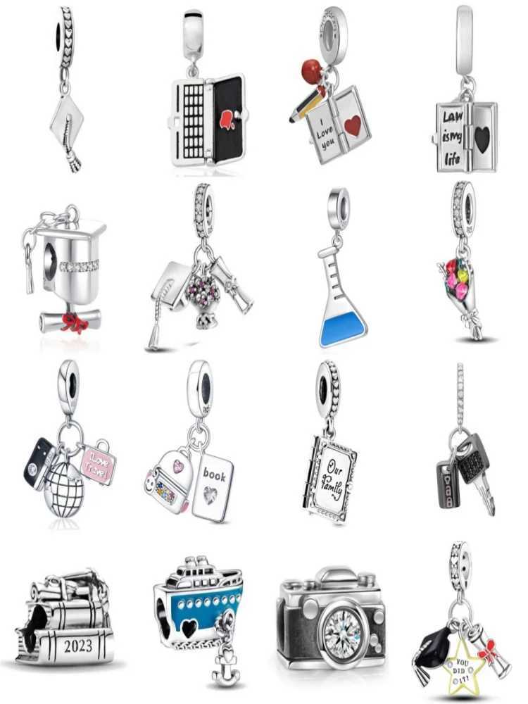 New925 Silver Book Bouquet Key Notebook Camera Exquisite Charm Beads Suitable for Original Bracelets Necklaces Women DIY JewelryXJ250517