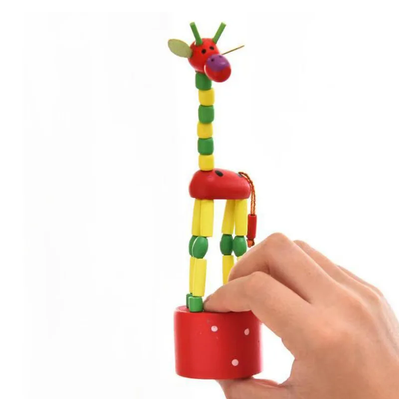 Cute Colorful Wooden Giraffe Pull Toy Finger Puppets For Kids Swing Dancing Animals Party Favors Bifthday Gifts Boys Girls