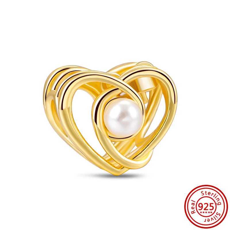 Fine Sparkling Plated Gold Series Dangle Charm Bead 925 Sterling Silver Fit Original Pantaro Bracelet DIY Jewelry Gift For WomenXJ250517