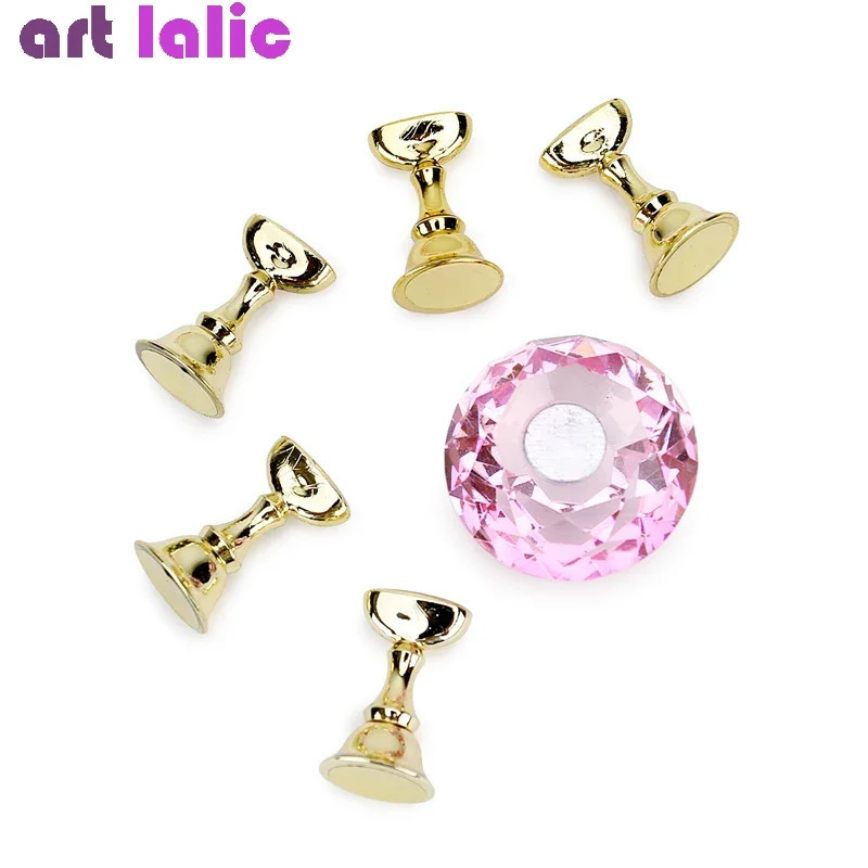 Magnetic Nail Display Stand Holder 5 Tips Practice Training Tips Crystal Base Nail Art Display Stand 250517