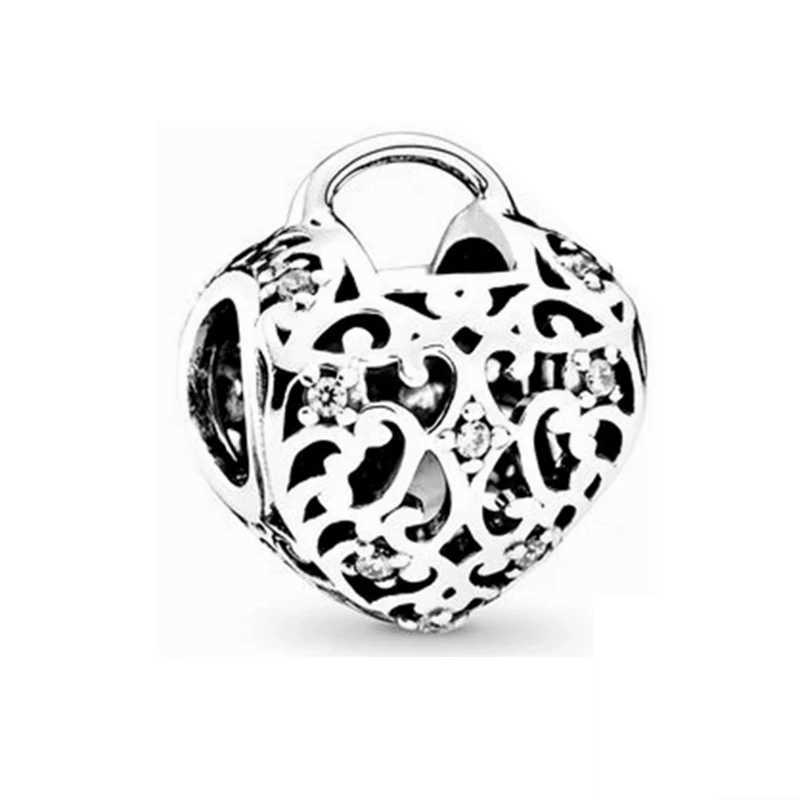 Authentic Openwork Entwined Hearts Flowers Dangle Charm Bead Fit Original European 925 Sterling Silver Bracelet Women JewelryXJ250517