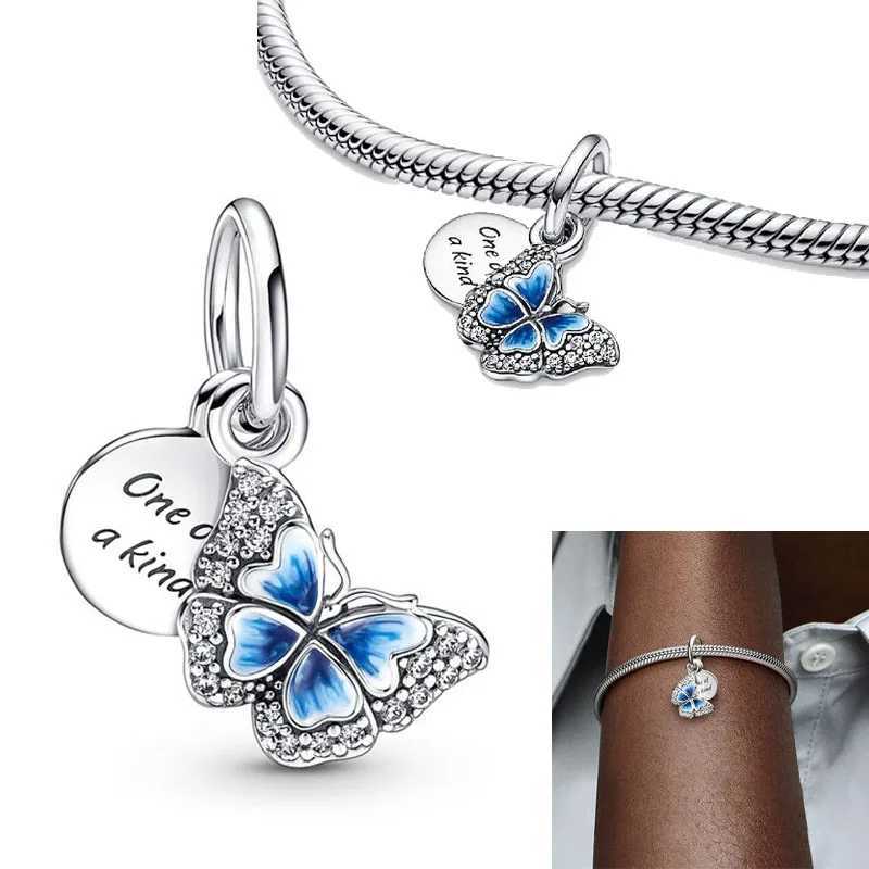 2025 New 925 Silver Bead Charm Spring Series Sparkling Butterfly Dangle Charm Diy Fit Original Pand Bracelet Women Jewelry GiftXJ250517