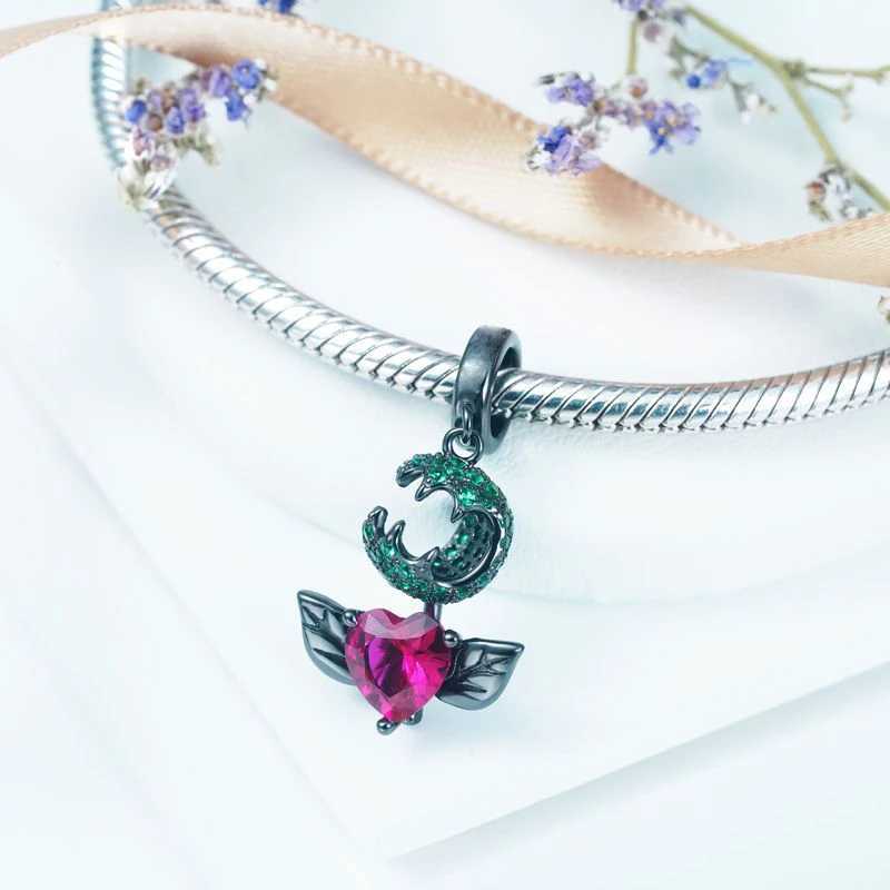 925 Sterling Silver Black Halloween Collection Pendant Hang Beads Diy Fit Original Pendant Charm Bracelet Necklace Women JewelryXJ250517