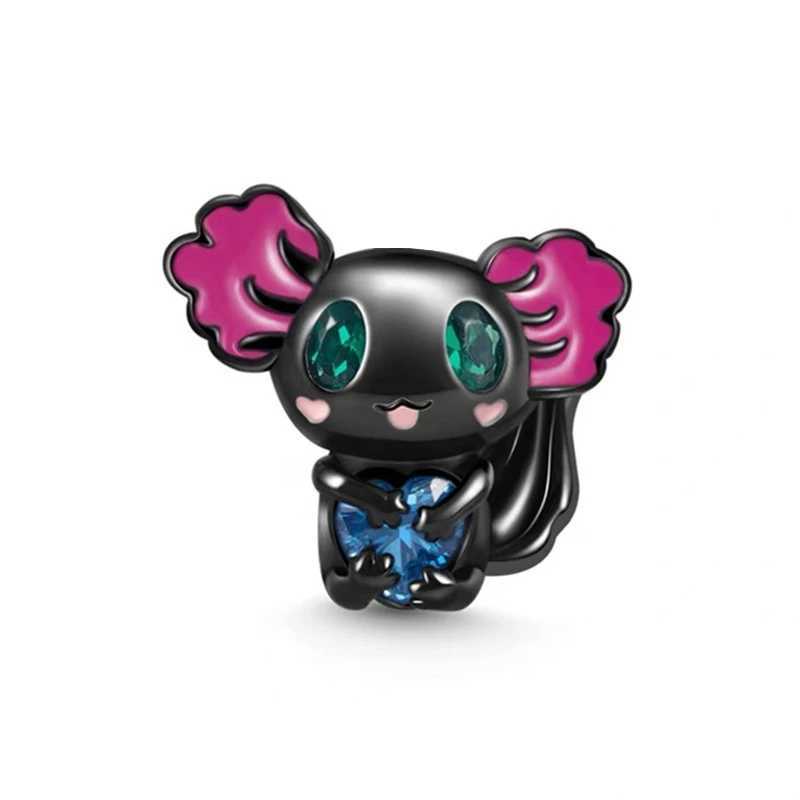 Hot Fine Black Salamander Rose Panda Cat Pendant Charms Beads Fit Original 925 Sterling Silver Bracelet DIY Jewelry GiftXJ250517