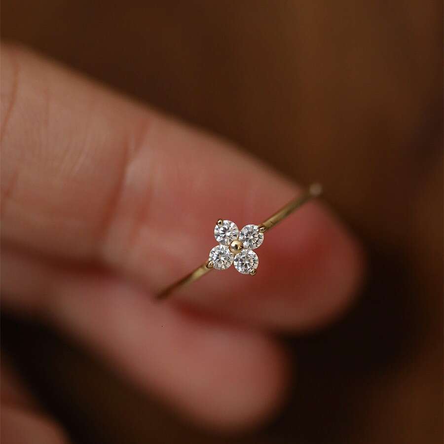 Designer for Woman Ring Pure silver gold-plated four leaf clover zircon fine ring Sier Gold Fashion jewelry Gifts