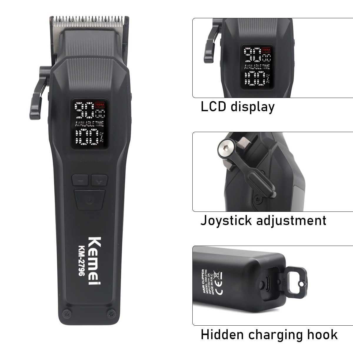 Brushless Motor DLC LCD Display Professional Hair Clipper Hair Cutting Machine Hair Trimmer for Men R250517