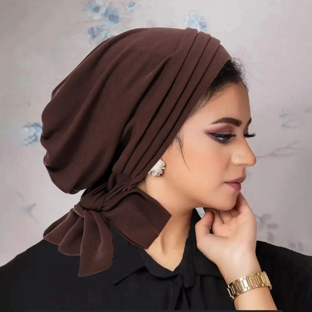 PreTied Muslim Women Hijab Bonnet Pleated Ruffle Turban Chemo Cap Underscarf Hair Loss Hat Islamic Cancer Headwear Scarf Mujer 250517
