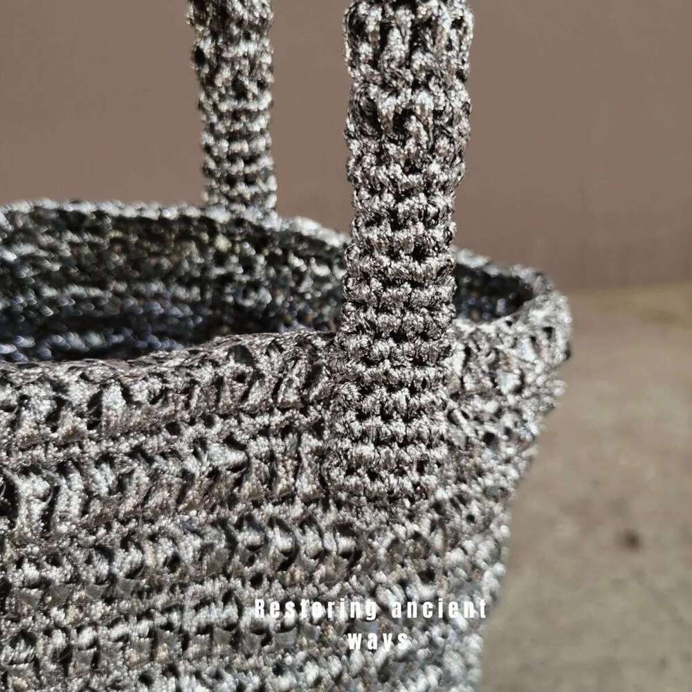 Handmade Crochet Bucket Bags Chic Ladies Sier Tote Handbag Shoulder Fashion Women Summer Beach Bag