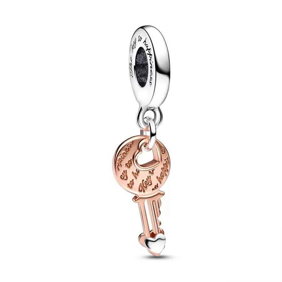 European Sparkling Rose Gold Infinity Heart Lollipop Key Dangle Charm Bead DIY Jewelry Fit Original 925 Sterling Silver BraceletXJ250517