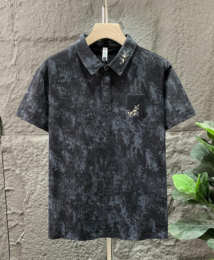 Men's TShirts European Men Short Sleeve Summer Personality Trend Heavy Industry Drill Flower Sequin Slim Fit Tshirt Tee Shirt Homme 230411